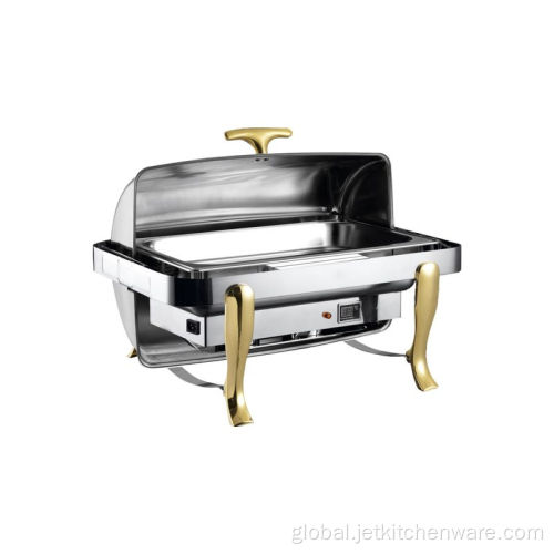 With Electric Heating Plate Style Chafing Dish Electric Style Golden Luxury Chafing Dish For Weddin Factory